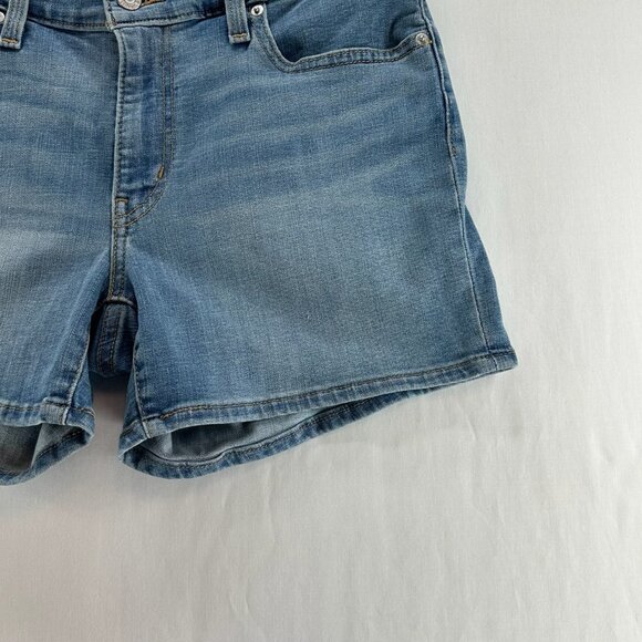 Levi's Mid Length Denim Shorts Size 29 Mid-rise Stretch Zip Fly Medium Blue Wash - Picture 6 of 8